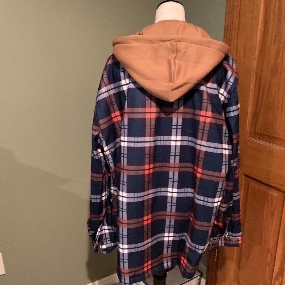 MENS PLAID JACKET WITH HOOD SIZE 2XL #319 - Picture 4 of 6